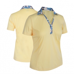 Monterey Club Ladies & Plus Size Short Sleeve Leona Print Contrast Polo Golf Shirts- Assorted Colors