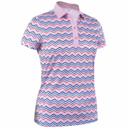 Monterey Club Ladies & Plus Size Short Sleeve Zig Zag Print Golf Shirts - Assorted Colors