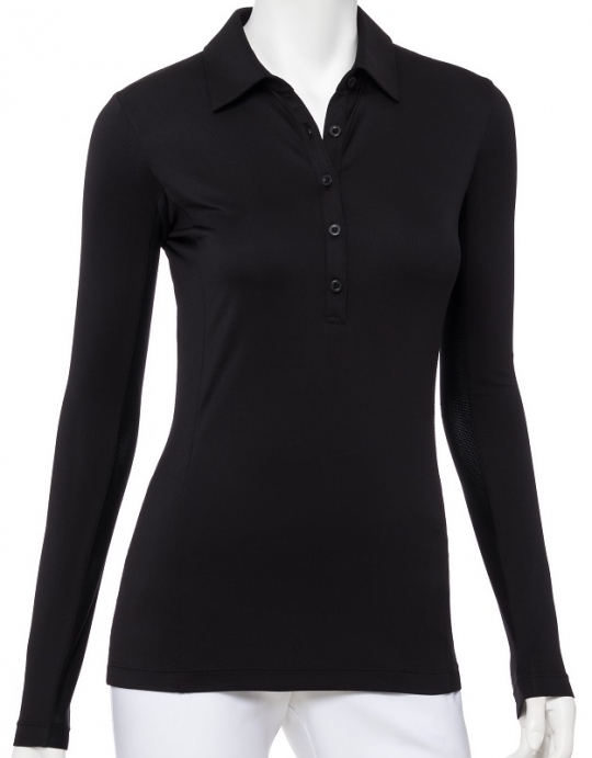 ladies black long sleeve polo shirt