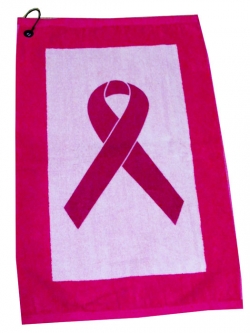 Devant Pink/White Edgeª Ladies Golf Towels - Pink Ribbon