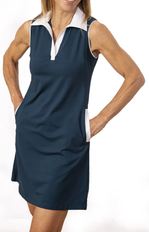 Scratch Seventy - Women's Blue and White Sleeveless Dress