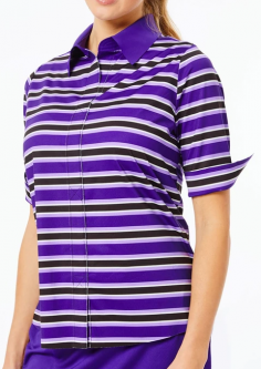 CLEARANCE Belyn Key Ladies Keystone Half Sleeve Golf Polo Shirts - ESSENTIALS (Breckenridge Stripe)