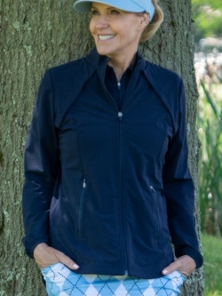 JoFit Ladies & Plus Size Wind Golf Jackets with Removable Sleeves - Essentials (Midnight Navy)
