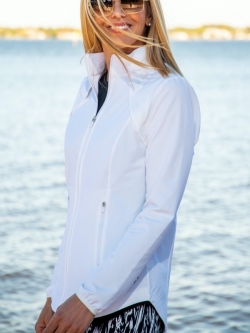 JoFit Ladies & Plus Size Wind Golf Jackets with Removable Sleeves - Essentials (White)