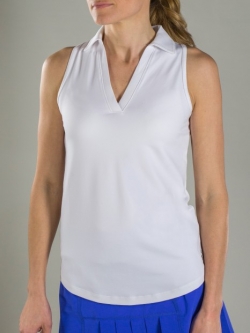 JoFit Ladies Sleeveless Tech Cut Away Golf Polo Shirts - Essentials (White)