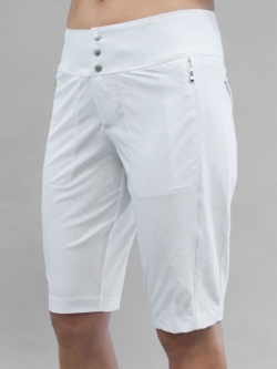 SALE JoFit Ladies Bermuda Zip Front Golf Shorts - Essentials (White on White Plaid)