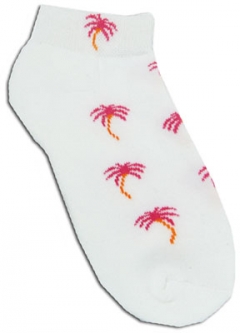 On the Tee Ladies Golf Socks #340 - Hot Pink Palm Trees