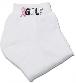 On the Tee Ladies Golf Socks #381 - Pink Ribbon Golf  (Black & White)
